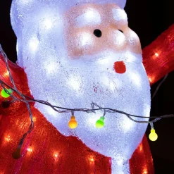 Père Noël lumineux avec guirlande 180 LED (H88 cm) Blanc froid