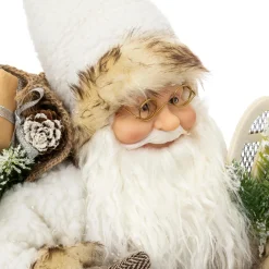 Père Noël traditionnel (H45 cm) Léon en raquette