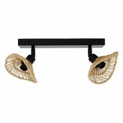 Rampe de spot 2 abat-jours (L32 cm) Ozana Noir et beige