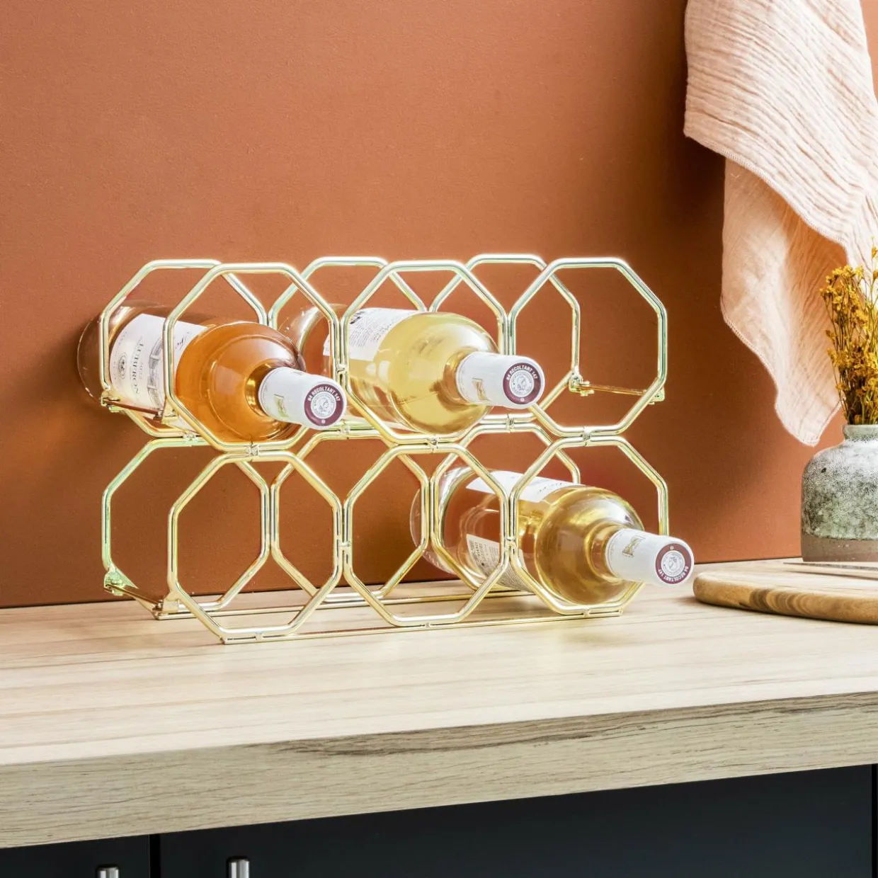 Range-bouteilles métal pliable (H22 cm) Elio Or