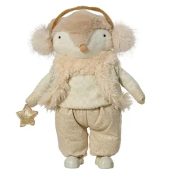 Renard de Noël debout (H41 cm) Etoile scandinave dorée