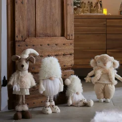 Renard de Noël debout (H41 cm) Etoile scandinave dorée