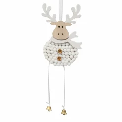 Renne à suspendre (H30 cm) Clochettes Blanc
