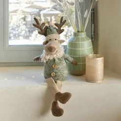 Renne de Noël à asseoir (H38 cm) Monsieur Chic Beige