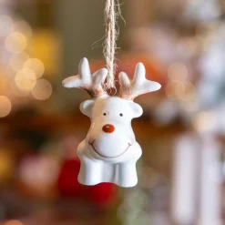 Renne de Noël à suspendre (H6 cm) Dolomite Blanc