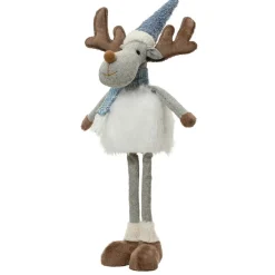 Renne de Noël debout (H56 cm) Stan Gris et fourrure blanche