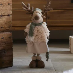 Renne de Noël debout (H82 cm) Madame Chic Beige