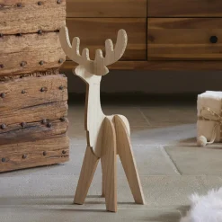 Renne de Noël en bois (H48 cm) Esprit scandinave Naturel
