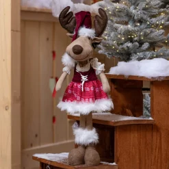 Renne de Noël (H59 cm) Miss Bavaroise robe Rouge