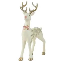 Renne de Noël (H30 cm) Prince des Bois Blanc et rose