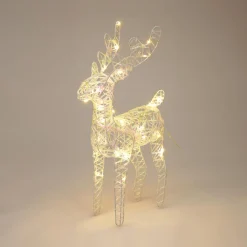 Renne de Noël lumineux à piles (H37 cm) Gulliver Irisé et blanc chaud