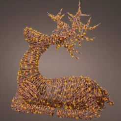 Renne lumineux 630 Led (H88 cm) Stan résine tressée Brun et Blanc chaud