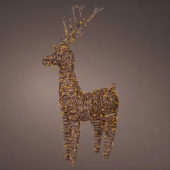 Renne lumineux 360 Micro LED (H104 cm) Dan résine tressée Brun et Blanc chaud