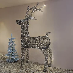 Renne lumineux 400 Micro LED (H160cm) Résine tressée Blanc chaud