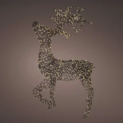 Renne lumineux 1320 Micro LED (H200 cm) Glenn résine tressée Brun Blanc chaud