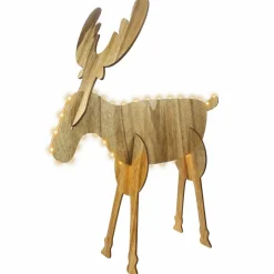 Renne lumineux à piles à emboiter (H18 cm) Wood Blanc chaud