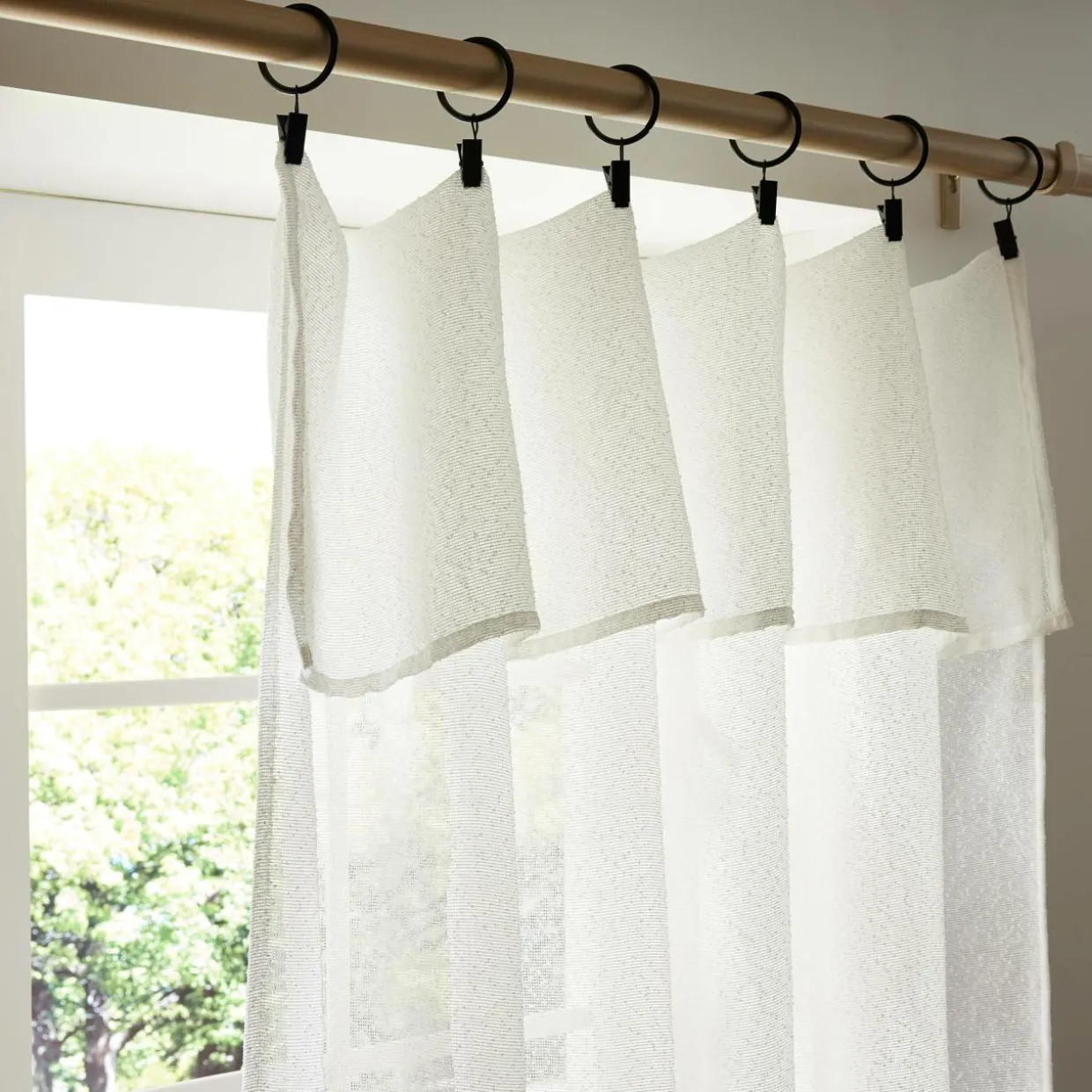 Rideau ajustable bouclette (140 x max 300 cm) Eliott Ivoire