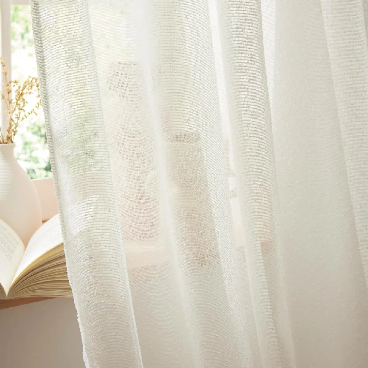 Rideau ajustable bouclette (140 x max 300 cm) Eliott Ivoire