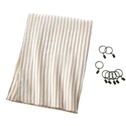 Rideau ajustable gaze de coton (140 x 180 cm) Gaïa rayures Ficelle