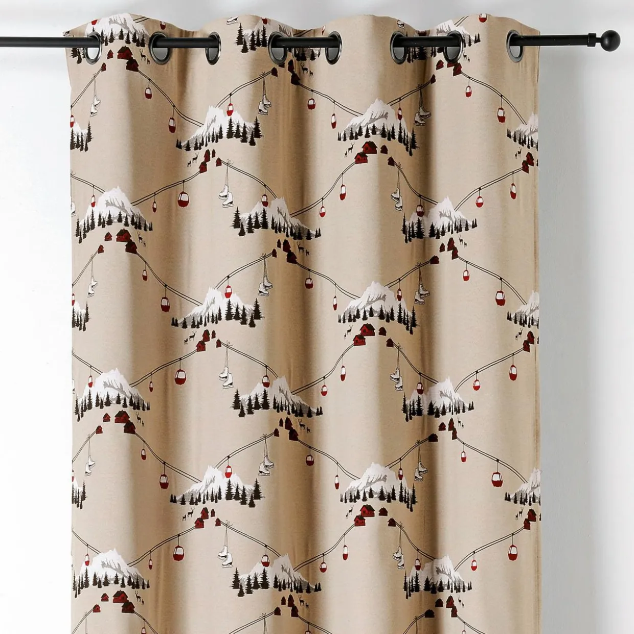 Rideau coton (140 x 260 cm) Chamonix Rouge