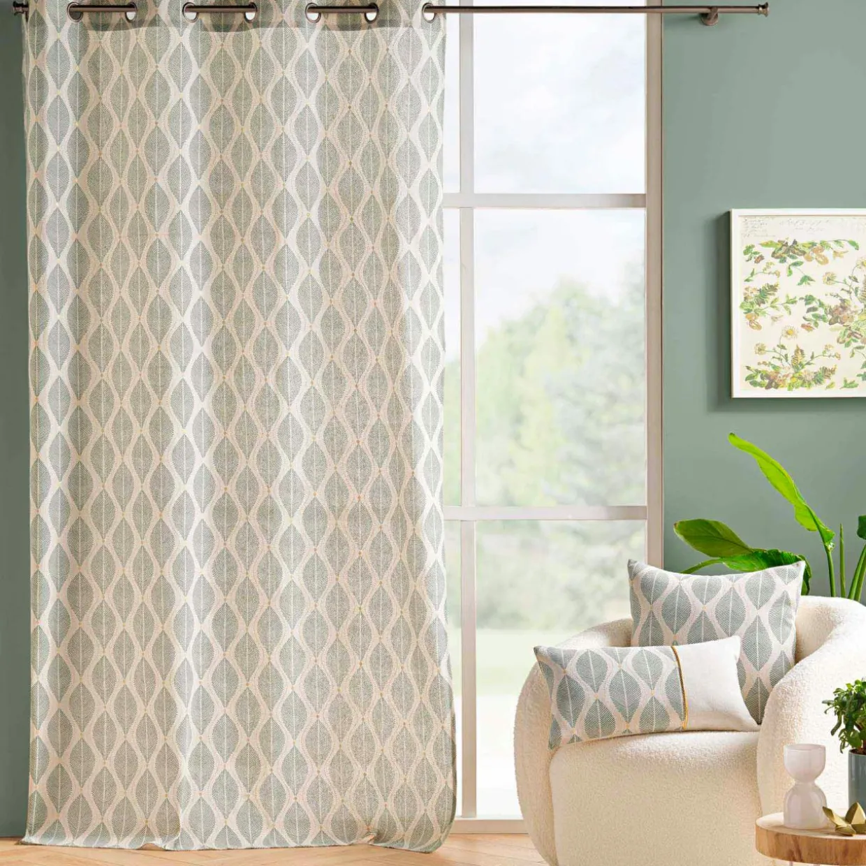 Rideau coton (140 x 240 cm) Maho Vert sauge