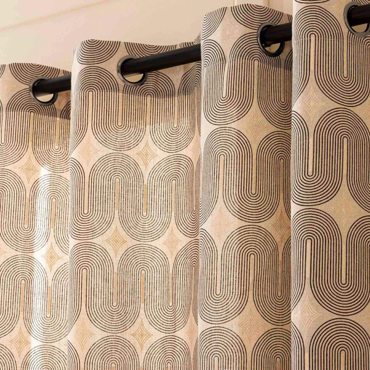 Rideau coton (140 x 280 cm) Ondine Noir