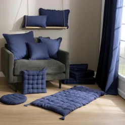 Rideau coton (140 x 260 cm) Pixel Bleu marine