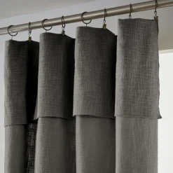 Rideau coton ajustable (140 x max 270 cm) Sixtine Gris ardoise