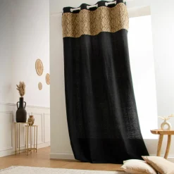 Rideau coton et jute (140 x 240 cm) Nama Noir