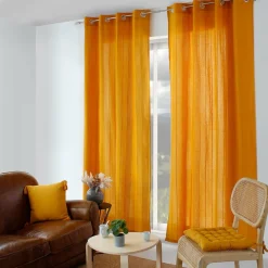 Rideau coton recyclé (140 x 240 cm) Bombay Jaune moutarde
