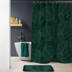 Rideau de douche à anneaux (180 x 200 cm) Jade Vert