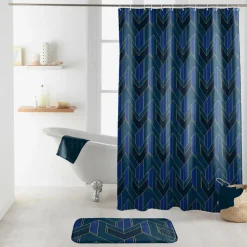 Rideau de douche à anneaux (180 x 200 cm) Achille Bleu