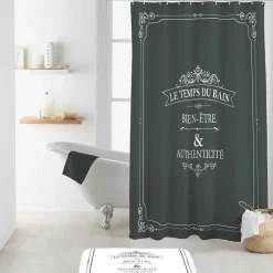 Rideau de douche à anneaux (180 x 200 cm) Vintage Gris