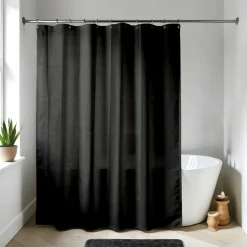 Rideau de douche à anneaux (180 x 200 cm) Uni Noir