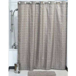 Rideau de douche avec œillets integrés (180 x 200 cm) Carrés Taupe