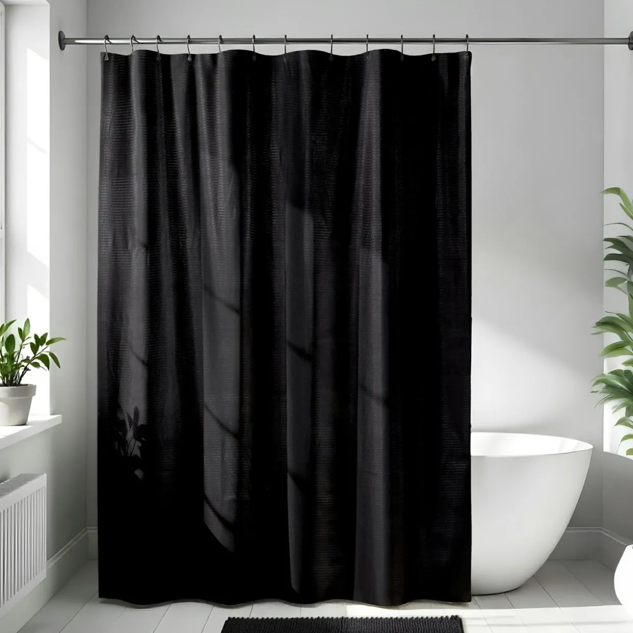 Rideau de douche en microfibre (180 x 200 cm) Gauffré Noir
