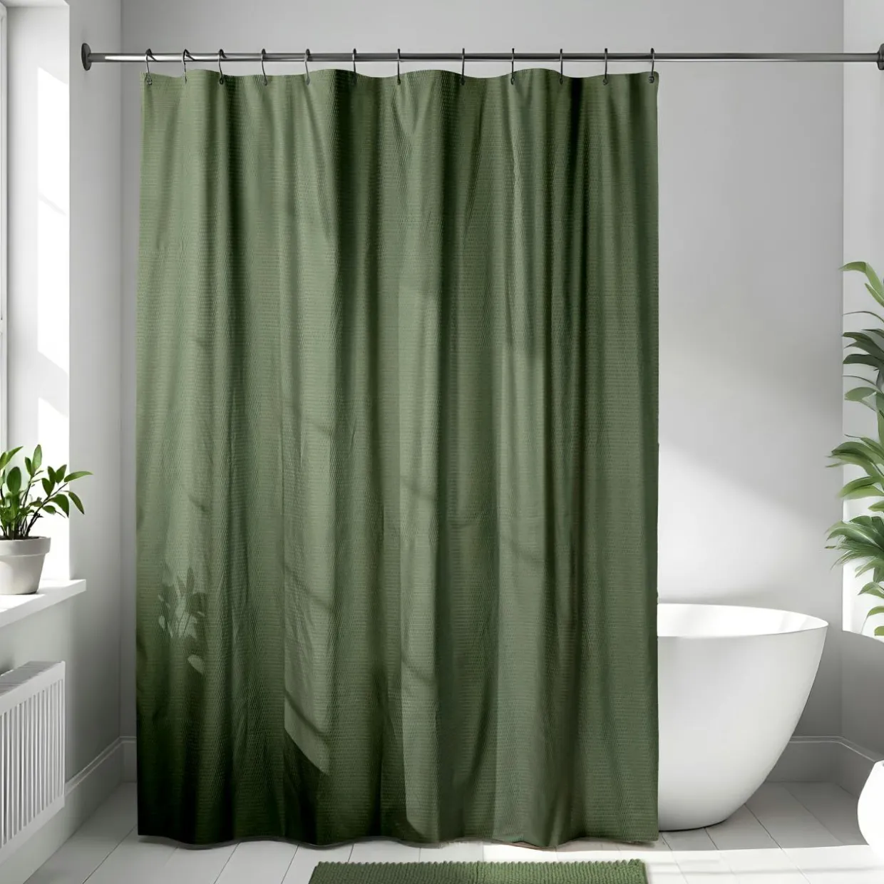 Rideau de douche en microfibre (180 x 200 cm) Gauffré Vert kaki