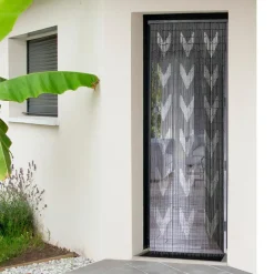 Rideau de porte bambou (90 x 200 cm) Chevron Gris