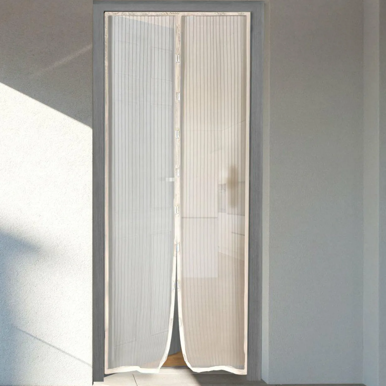 Rideau de porte Moustiquaire (100 x H220 cm) Aimanté Ecru