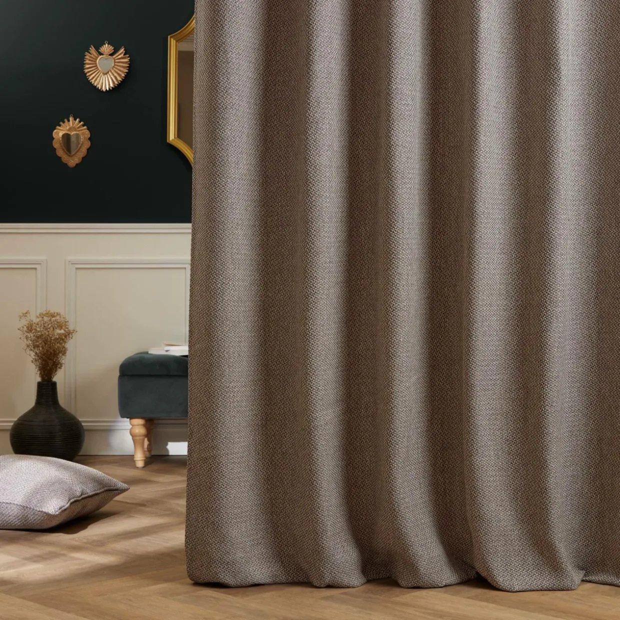Rideau effet chiné (180 x 260 cm) James Gris galet