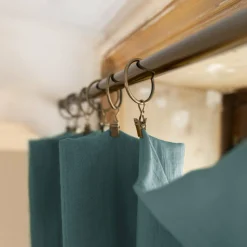 Rideau gaze de coton ajustable (180 x max 300 cm) Gaïa Bleu canard