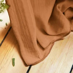 Rideau gaze de coton ajustable (180 x max 300 cm) Gaïa Abricot