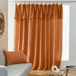 Rideau gaze de coton ajustable (280 x max 300 cm) Gaïa Abricot
