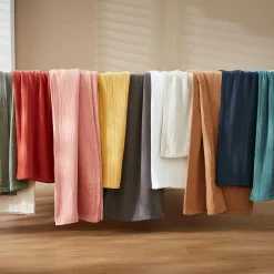 Rideau gaze de coton ajustable (280 x max 300 cm) Gaïa Abricot