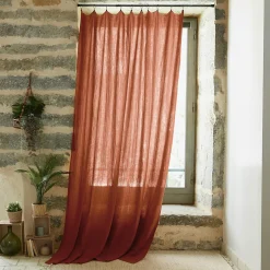 Rideau gaze de coton ajustable (140 x max 300 cm) Gaïa Terracotta