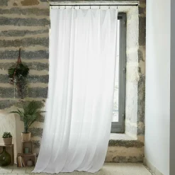 Rideau gaze de coton ajustable (140 x max 300 cm) Gaïa Blanc chantilly