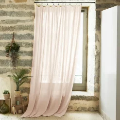 Rideau gaze de coton ajustable (140 x max 300 cm) Gaïa Rose poudré