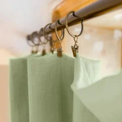 Rideau gaze de coton ajustable (140 x max 300 cm) Gaïa Vert tilleul