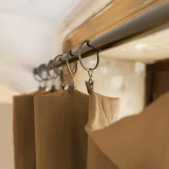 Rideau gaze de coton ajustable (180 x max 300 cm) Gaïa Camel