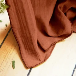 Rideau gaze de coton ajustable (280 x max 300 cm) Gaïa Terracotta